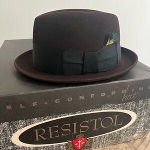 Vintage Resistol 880 Jet Melorol Fedora Hat Brown w/ Box Size 6 7/8 Berkey’s USA